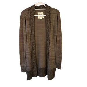 Urban Behavior Brown Knit Open Cardigan Size S Boho Cozy Neutral Fall Winter